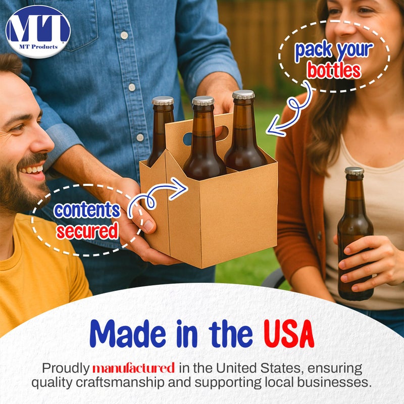 MT Products Brown 4 Bottle Holder 12 oz. each - Disposable Bottle Carrier for Transport (Pack of 10) - Made in USA - Image 4